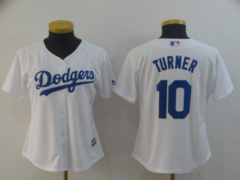 Women Los Angeles Dodgers #10 Turner White Game MLB Jersey